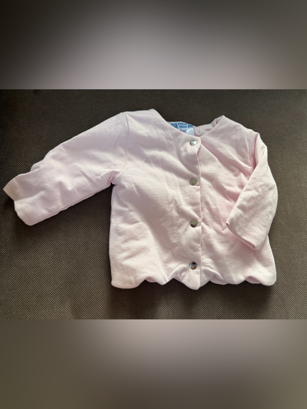Jacadi Light Pink Scalloped Snap-Front Baby Jacket